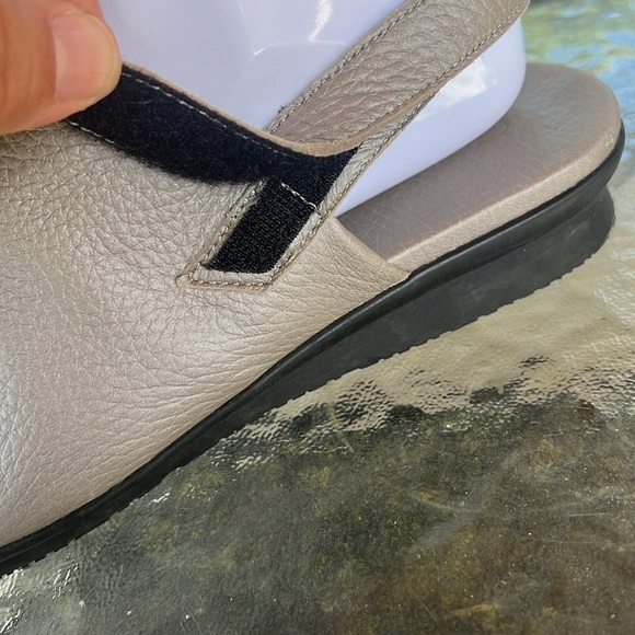 Arche France Gray Leather Peep Toe Slingback Sandals 40 US 9 Comfort Minimalist - Picture 4 of 10